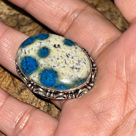 Raindrop K2 Azurite Granite Ring Size 8 - Picture 4 of 6